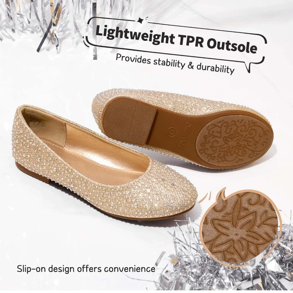 Dream Pairs Girls Glitter Slip On Ballerina Flats, Size 1